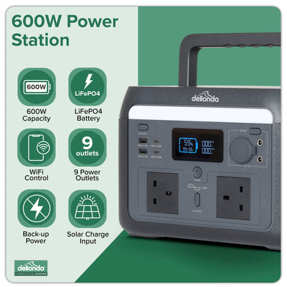 Portable Power Station, 600W, 512Wh, LiFePO4 Battery, 230V - DL161