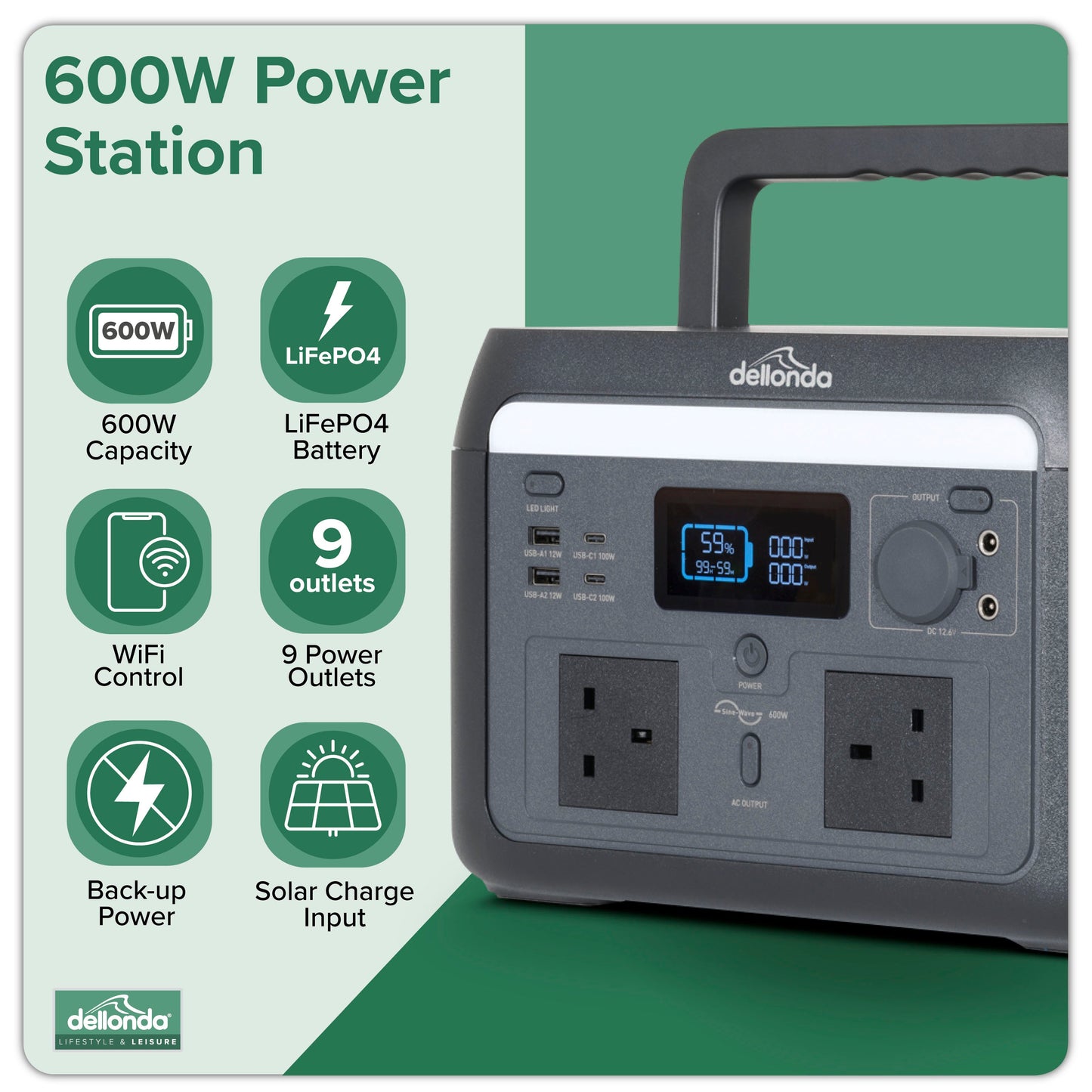 600W Portable Power Station, 512Wh, with 110W Foldable Solar Panel – DL179