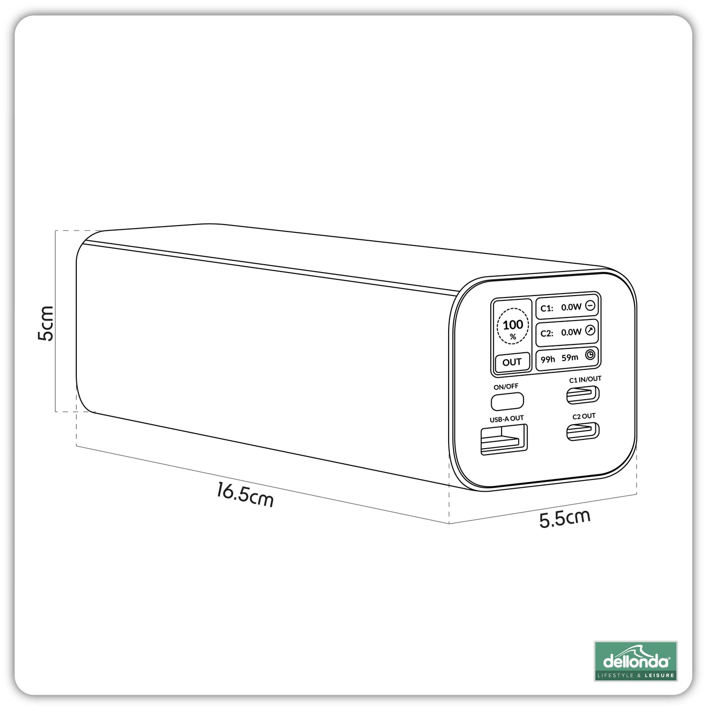 140W Power Bank, 27000mAh, 3-Port Portable Charger, Smart Digital Display - DL168