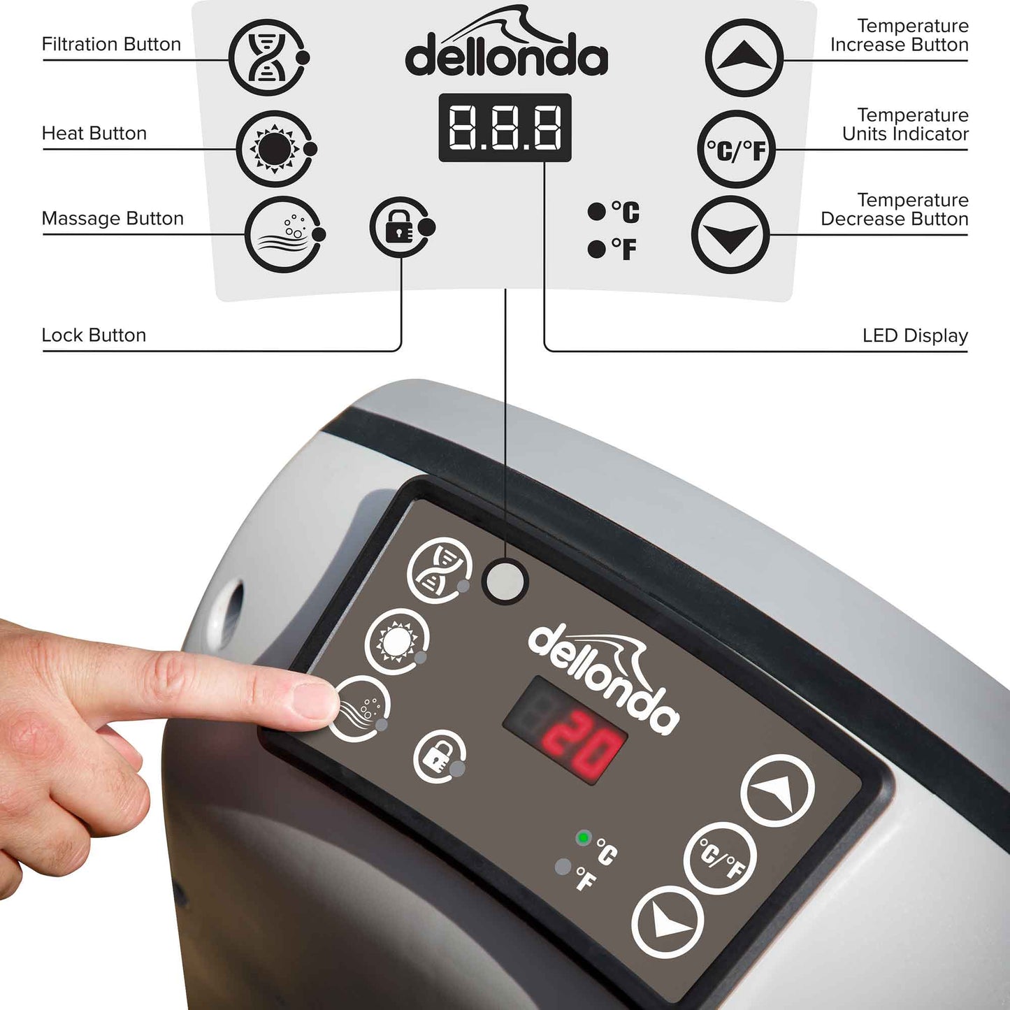 2-4 Person Inflatable Hot Tub Spa with Smart Pump and Accessory Kit - Rattan Effect - DL100