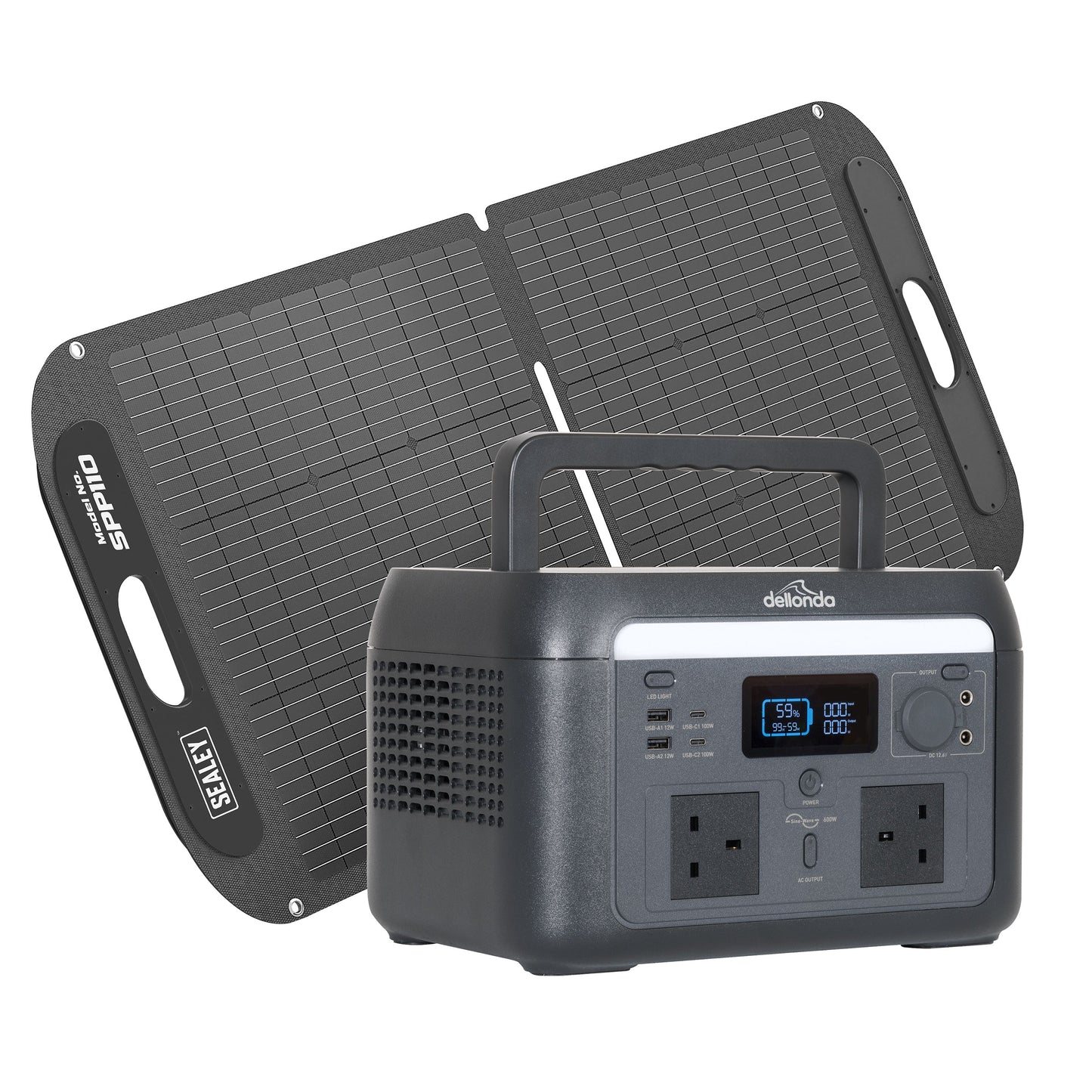 600W Portable Power Station, 512Wh, with 110W Foldable Solar Panel – DL179