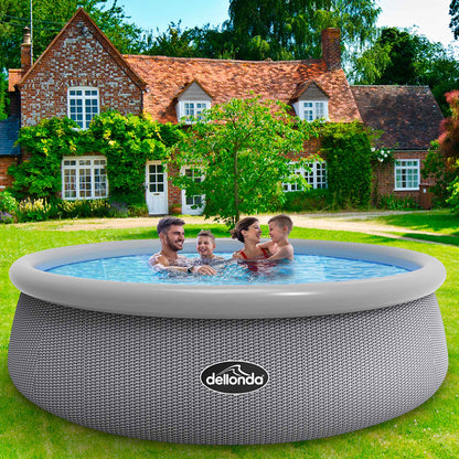 15ft Inflatable Swimming Pool Round with Accessories - Grey Rattan - DL136