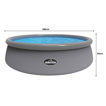15ft Inflatable Swimming Pool Round with Filter Pump - Grey Rattan - DL18