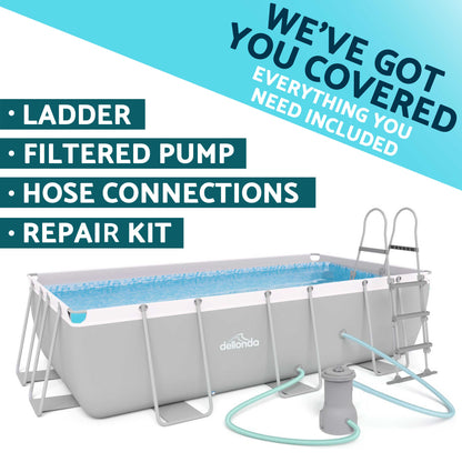 13ft Deluxe Steel Frame Swimming Pool Rectangular with Accessories - DL139