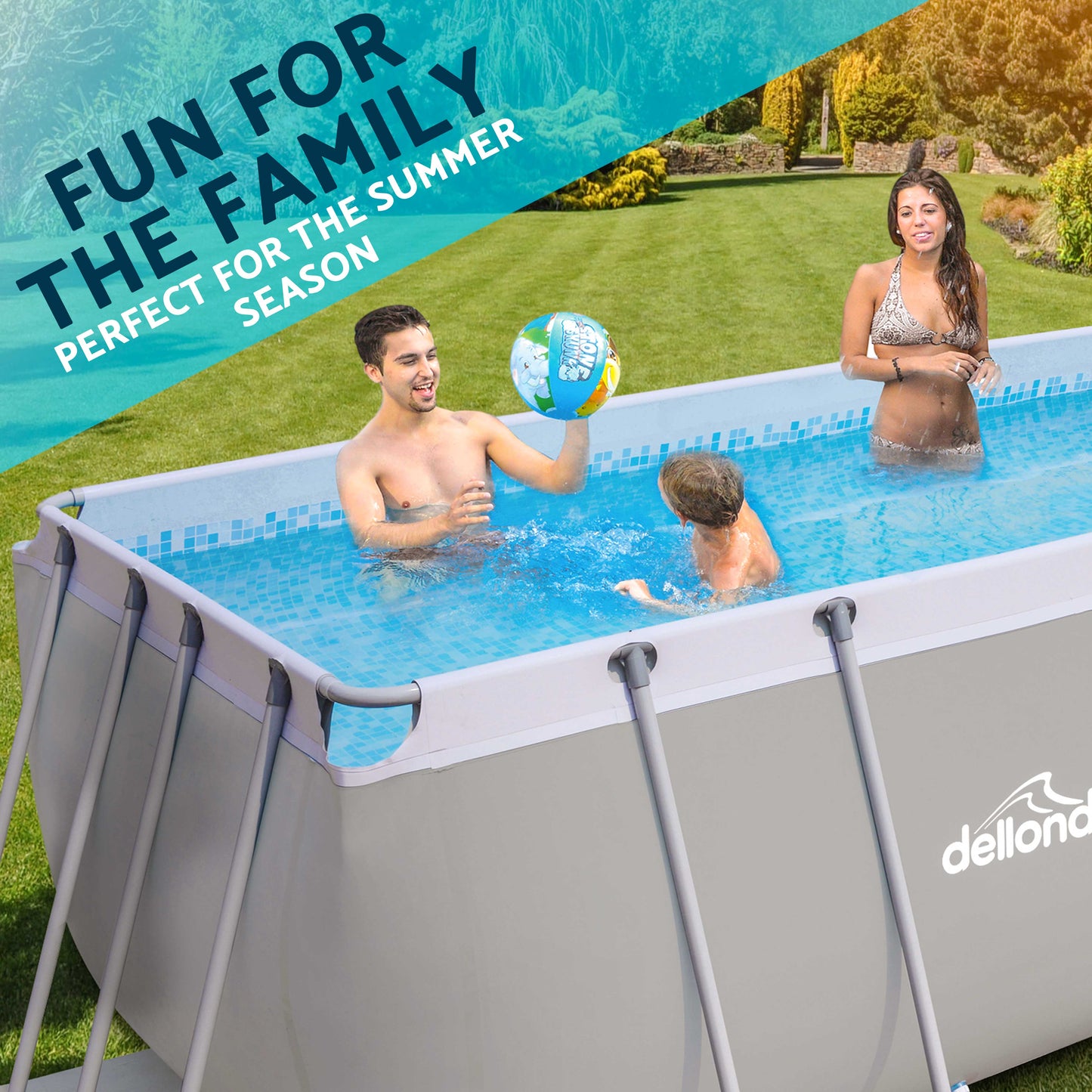 13ft Deluxe Steel Frame Swimming Pool Rectangular with Accessories - DL139