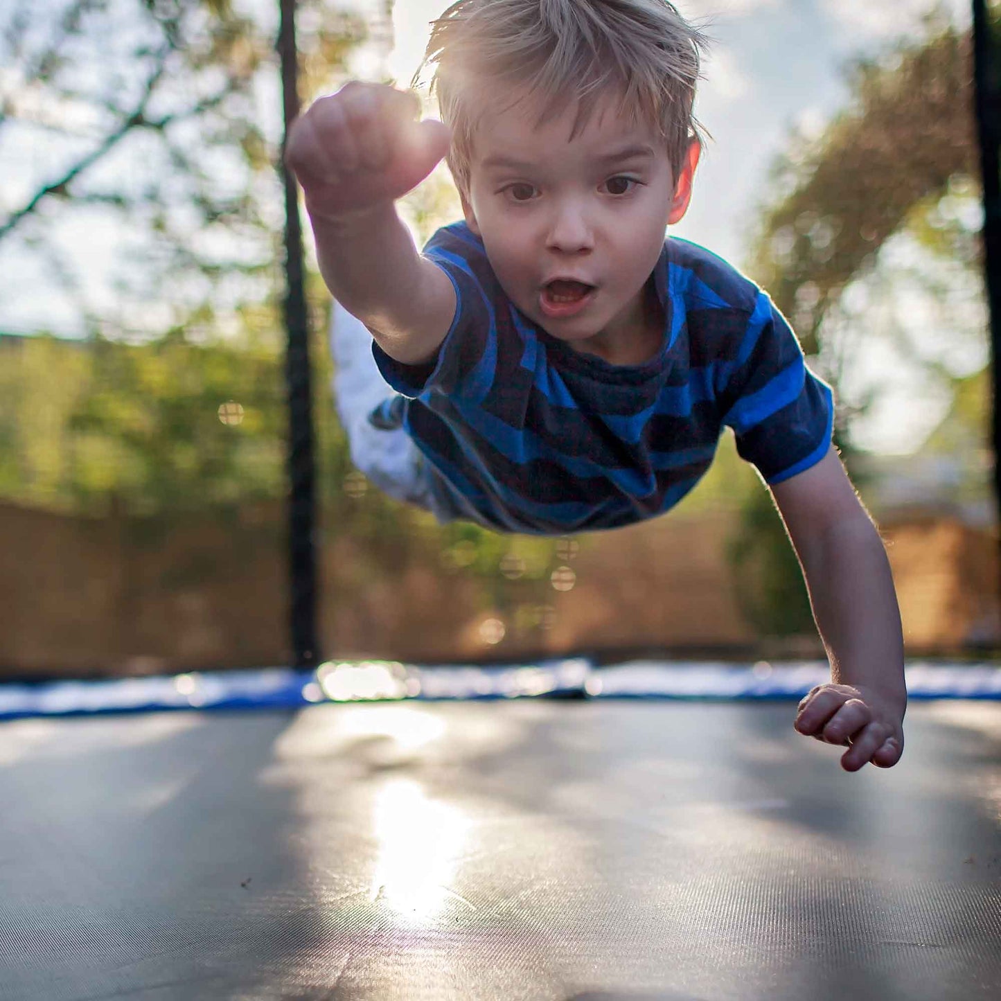 8ft Heavy-Duty Outdoor Trampoline for Kids with Safety Enclosure Net, Includes Anchor Kit & Ladder - DL93