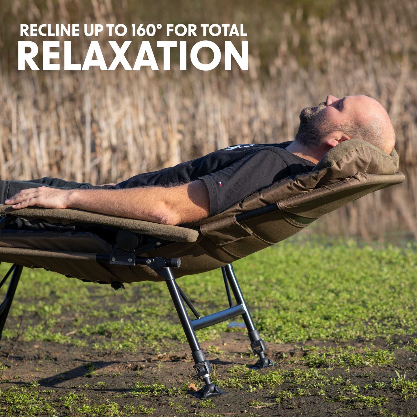 Deluxe Portable Fishing Chair, Reclining, Padded Armrests, Adjustable, Rotating Feet - DL73