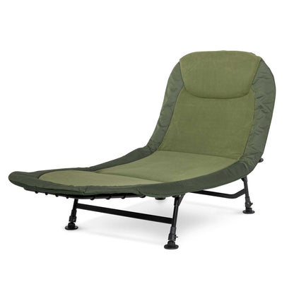 Adjustable Fishing Bedchair Fleece Mattress, Built-In Pillow, 6 Adjustable Feet - DL77