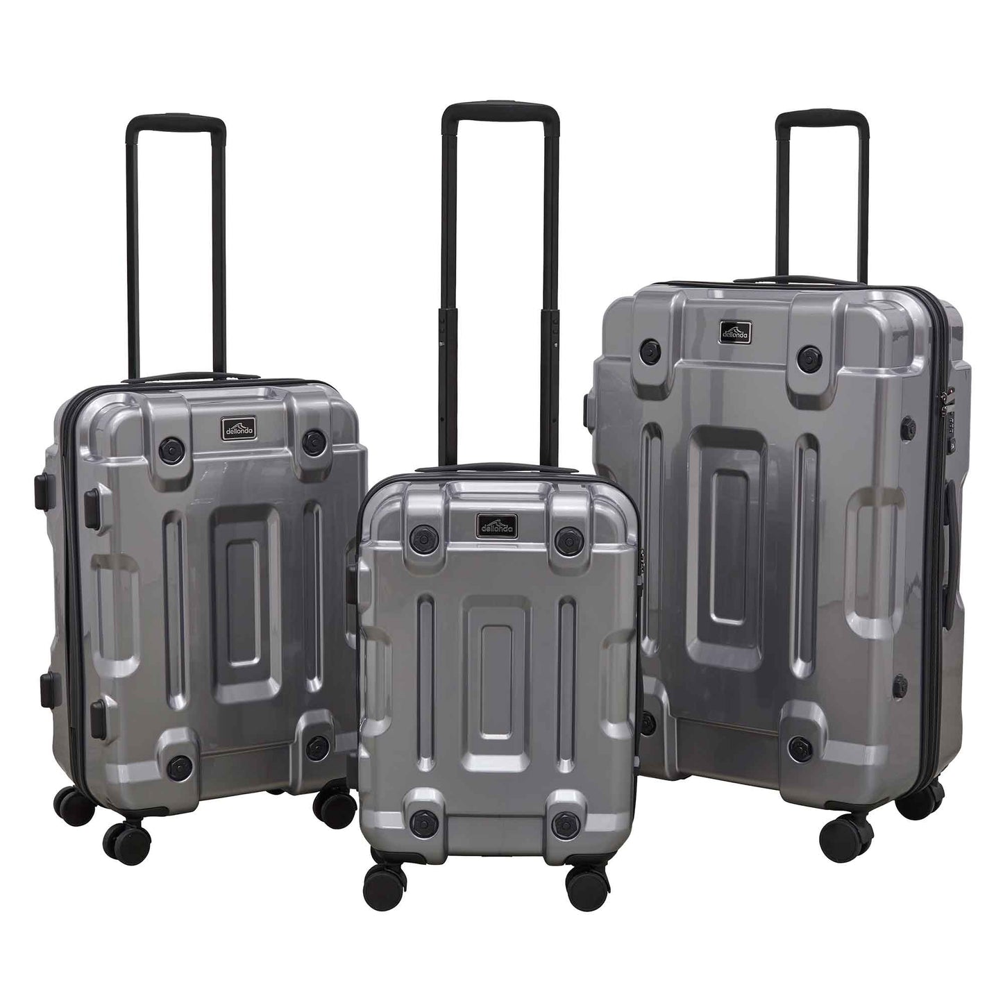 3-Piece Lightweight Luggage Set with TSA Lock, ABS/PC - 20", 24", 28" - Silver - DL9