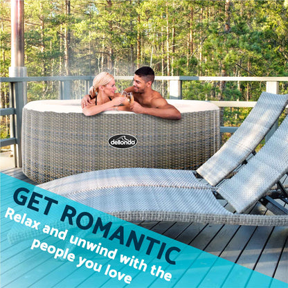 2-4 Person Inflatable Hot Tub Spa with Smart Pump - Rattan Effect - DL90