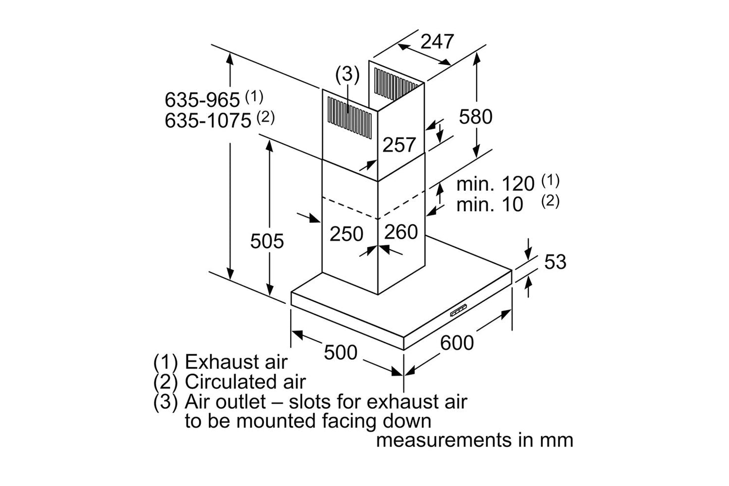 Bosch 60 cm Series 2 Wall-Mounted Cooker Hood | DWB66BC60B