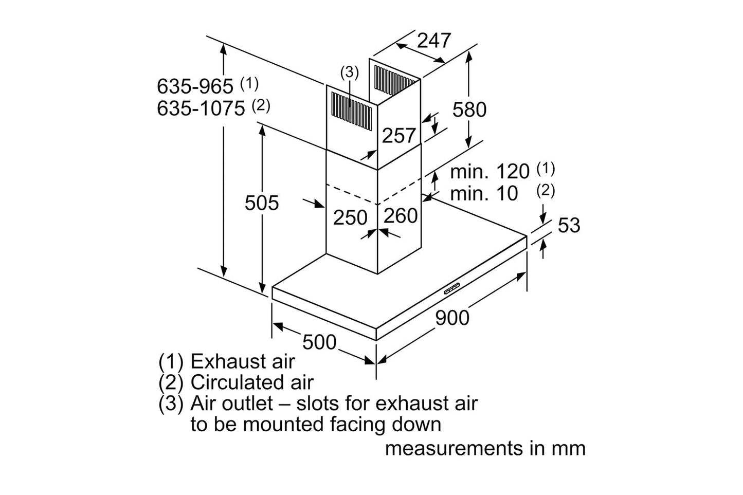 Bosch 90 cm Series 2 Wall-Mounted Cooker Hood | DWB96BC60B | Black