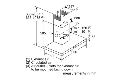Bosch 90 cm Series 2 Wall-Mounted Cooker Hood | DWB96BC60B | Black