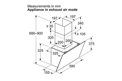 Bosch 60 cm Wall Mount Cooker Hood | DWK65DK60B | Black