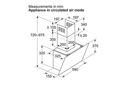 Bosch 60 cm Wall Mount Cooker Hood | DWK65DK60B | Black