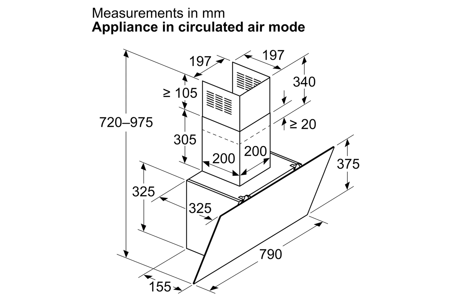 Bosch 80 cm Series 2 Wall-Mounted Cooker Hood | DWK85DK60B