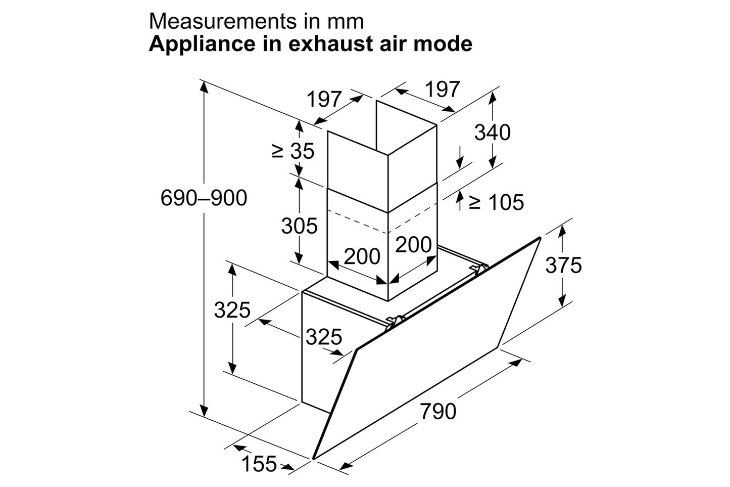 Bosch 80 cm Series 2 Wall-Mounted Cooker Hood | DWK85DK60B