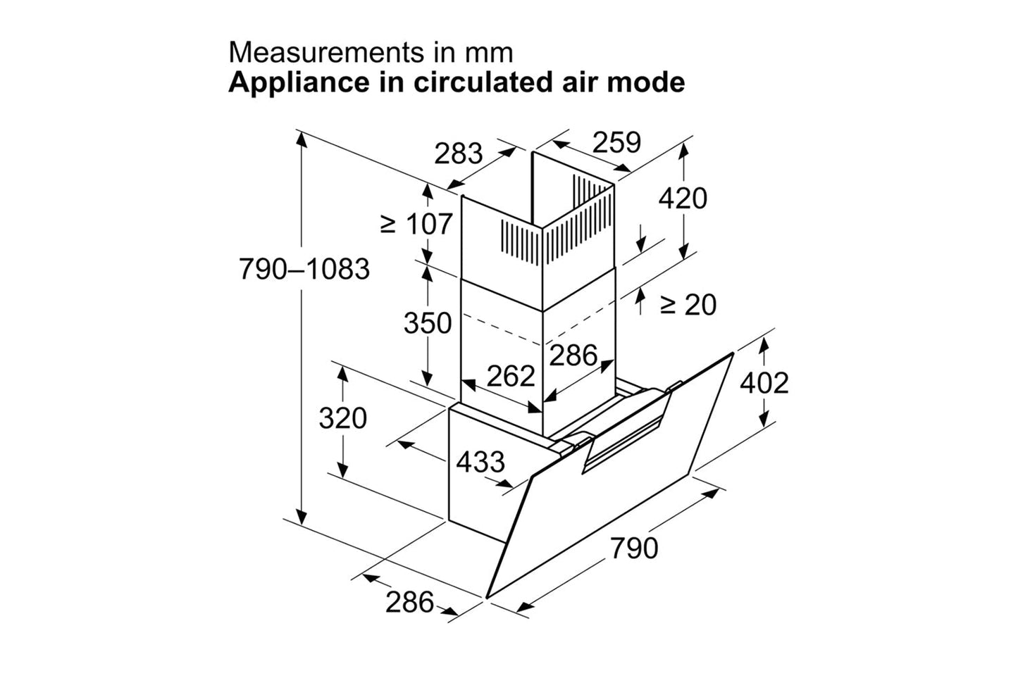 Bosch 80 cm Wall Mounted Cooker Hood | DWK87FN60B | Black