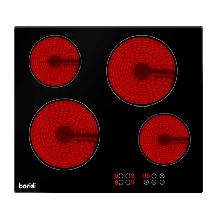 Baridi Ceramic Hob with 4 Zones, Fan-Assisted Electric Oven & Cooker Hood - DH188