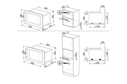 Smeg N 21L 1300W Built-in Microwave | FMI320X2 | Stainless steel