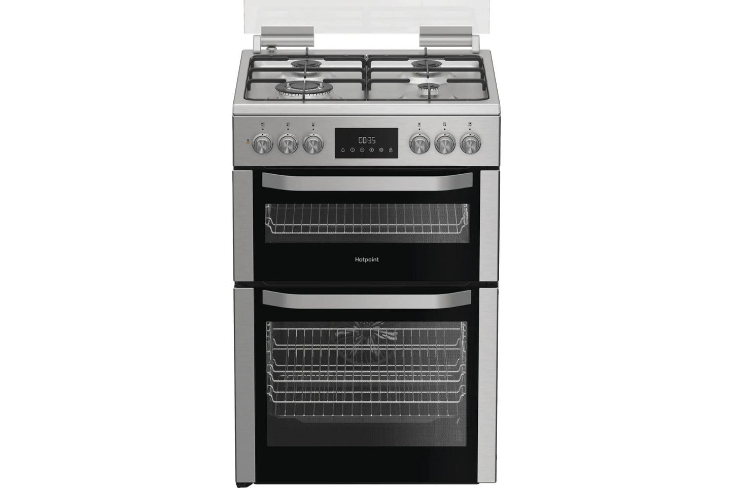 Hotpoint 60cm Double Oven Dual Fuel Cooker | HDD6GDC2WX | Stainless Steel