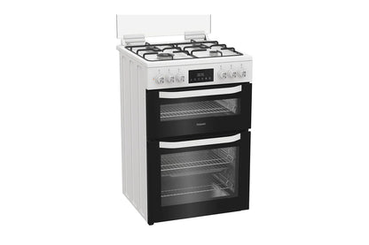Hotpoint 60cm Double Oven Dual Fuel Cooker | HDD6GDC2W | White