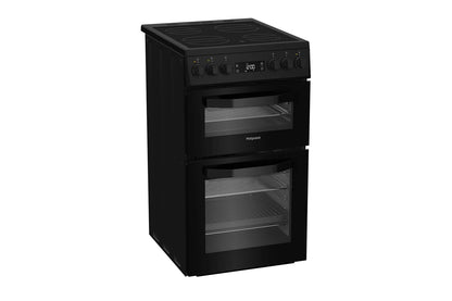 Hotpoint 50cm Double Oven Electric Cooker | HDE5VDCB | Black