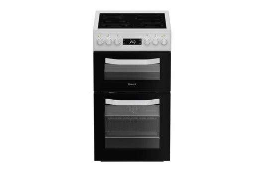 Hotpoint 50cm Double Oven Electric Cooker | HDE5VDCW | White