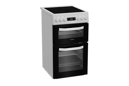 Hotpoint 50cm Double Oven Electric Cooker | HDE5VDCW | White