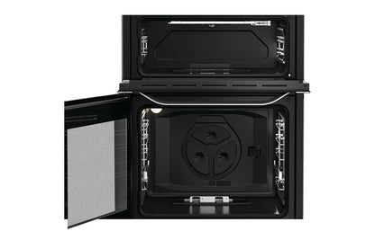 Hotpoint 60cm Double Oven Gas Cooker with Glass Lid | HDG6GDC2TWX | Stainless Steel