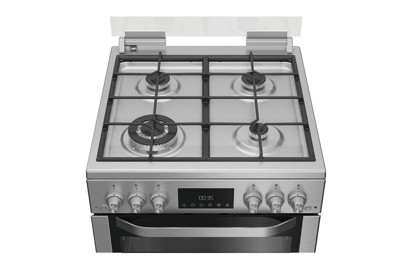 Hotpoint 60cm Double Oven Gas Cooker with Glass Lid | HDG6GDC2TWX | Stainless Steel