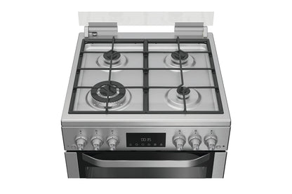 Hotpoint 60cm Double Oven Gas Cooker with Glass Lid | HDG6GDC2TWX | Stainless Steel