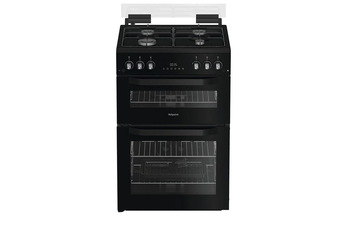 Hotpoint 60cm Freestanding Double Gas Cooker | HDG6GDCB1 | Black