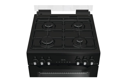 Hotpoint 60cm Freestanding Double Gas Cooker | HDG6GDCB1 | Black
