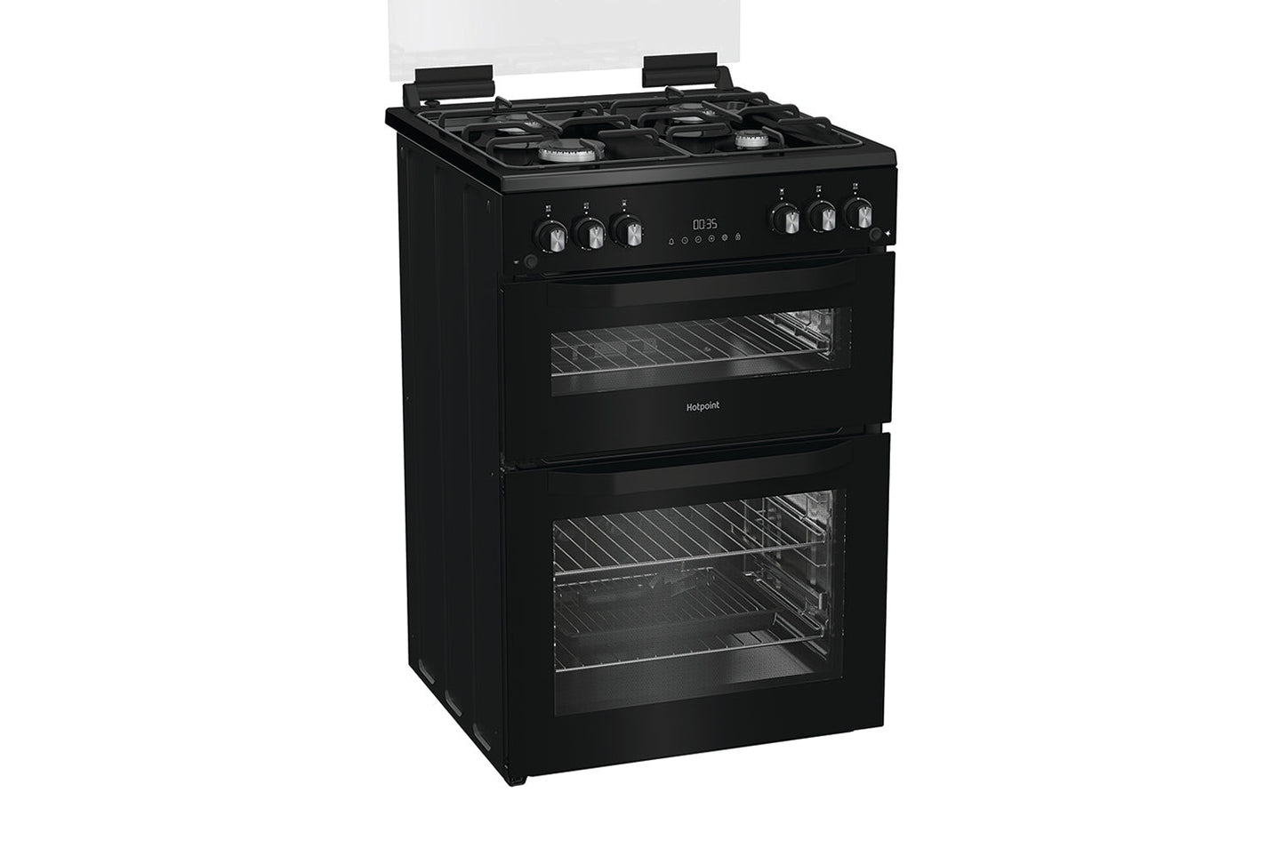 Hotpoint 60cm Freestanding Double Gas Cooker | HDG6GDCB1 | Black