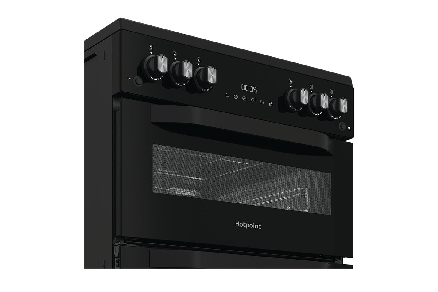 Hotpoint 60cm Freestanding Double Gas Cooker | HDG6GDCB1 | Black