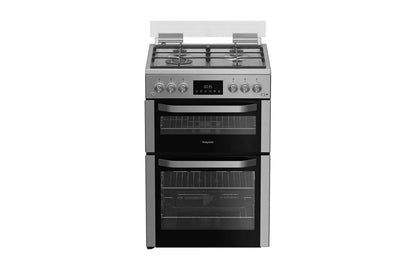 Hotpoint 60cm Double Oven Gas Cooker with Glass Lid | HDG6GDCWX | Stainless Steel