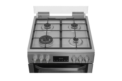 Hotpoint 60cm Double Oven Gas Cooker with Glass Lid | HDG6GDCWX | Stainless Steel
