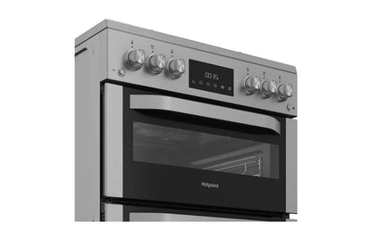Hotpoint 60cm Double Oven Gas Cooker with Glass Lid | HDG6GDCWX | Stainless Steel
