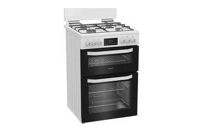Hotpoint 60cm Single Oven Gas Cooker with Glass Lid | HDG6GDCW | White