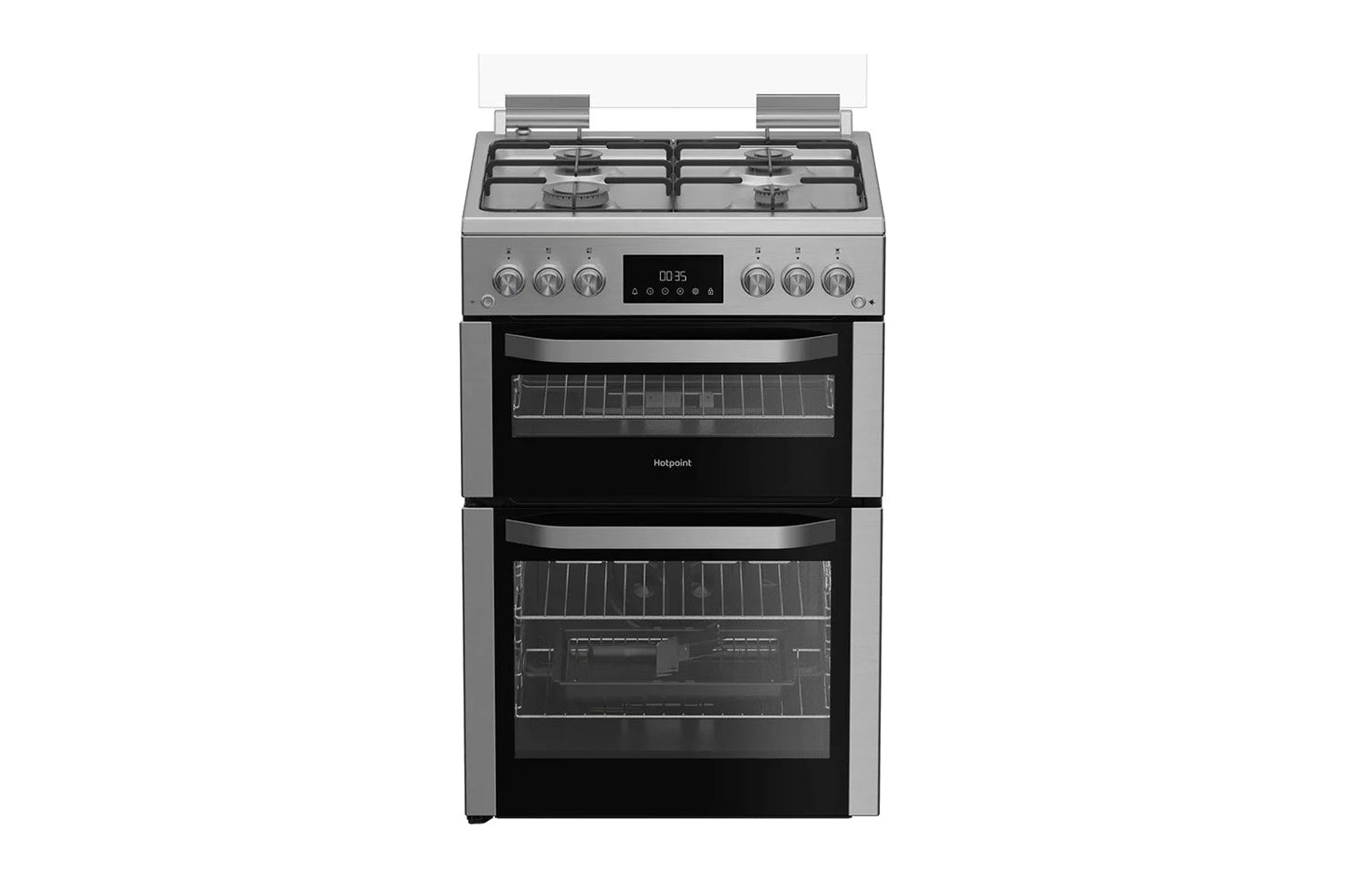 Hotpoint 60cm Double Oven Gas Cooker with Glass Lid | HDG6GDCX | Stainless Steel