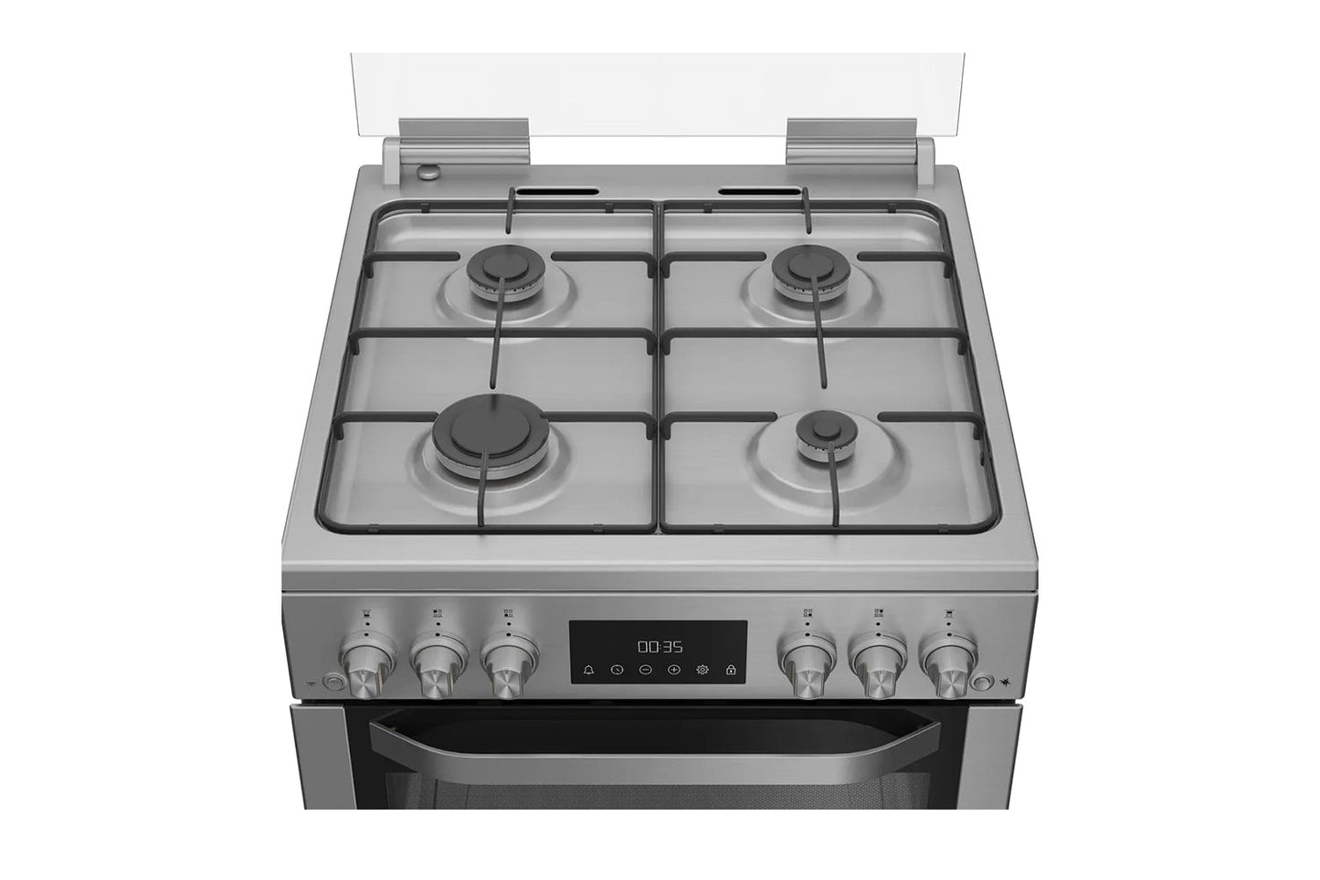 Hotpoint 60cm Double Oven Gas Cooker with Glass Lid | HDG6GDCX | Stainless Steel