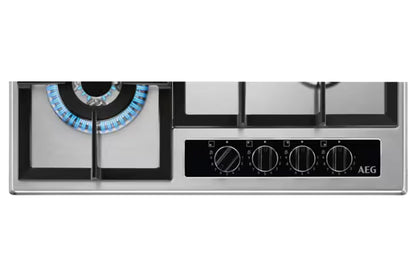 AEG 6000 Series 60cm 4 Burner Gas Hob | HGB64420YM | Stainless Steel