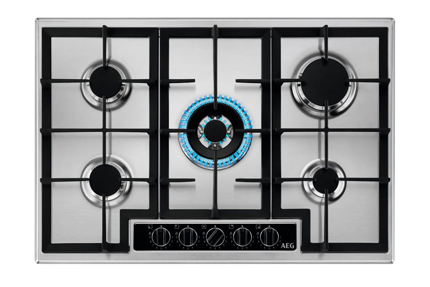 AEG 75cm 6000 Slim Line 5 Burner Gas Hob | HGB75420YM | Stainless Steel