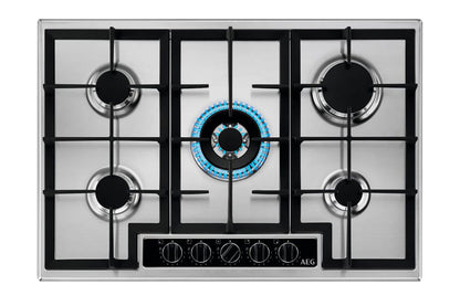 AEG 75cm 6000 Slim Line 5 Burner Gas Hob | HGB75420YM | Stainless Steel