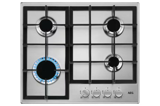 AEG 3000 Series Slim Line 60cm 4 Burner Gas Hob | HGE64200SM | Stainless Steel
