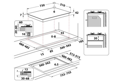 Hotpoint 73cm Built-in Gas Hob | HGS72SBK | Black