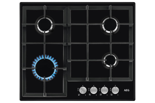 AEG 3000 60cm Slim line 4 Burner Gas Hob | HGX64200SB | Black