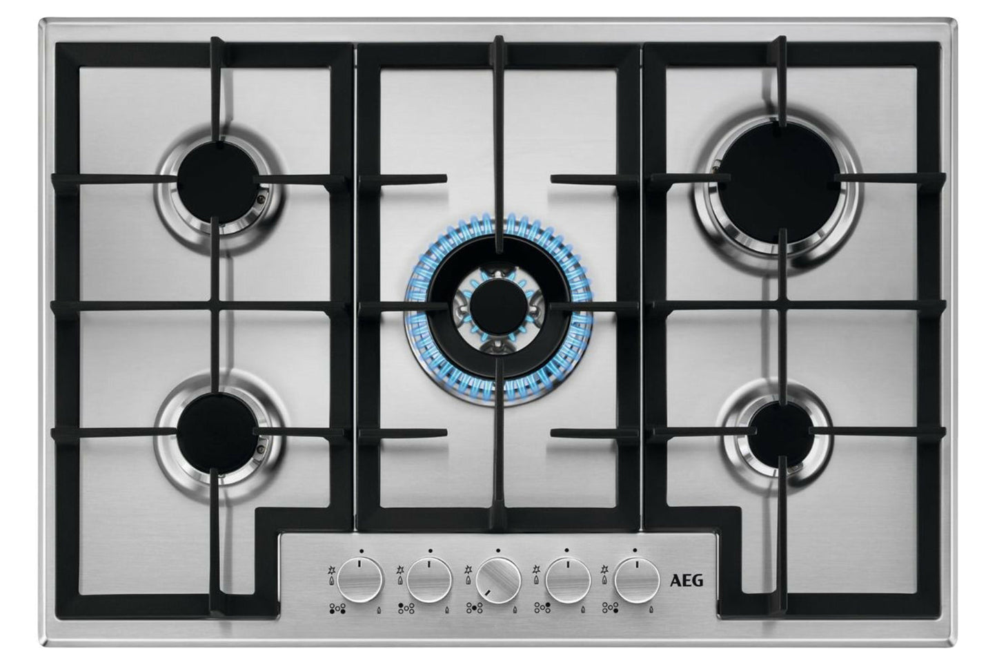 AEG 75cm Slim line 5 Burner Gas Hob | HGX75400SM | Stainless Steel