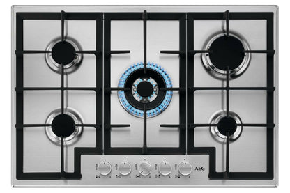 AEG 75cm Slim line 5 Burner Gas Hob | HGX75400SM | Stainless Steel